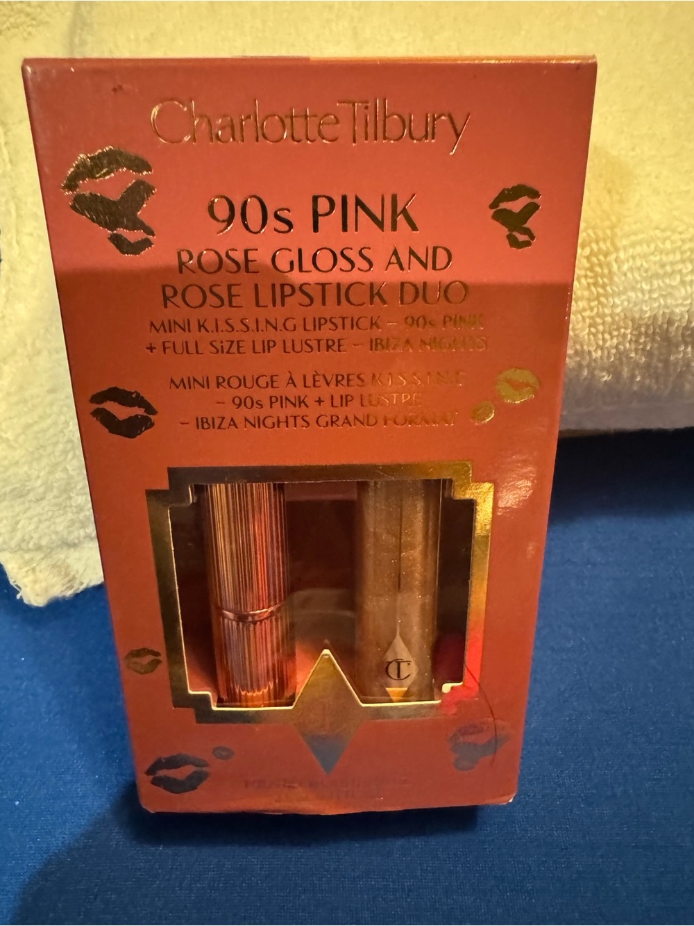 Charlotte Tilbury 90s Pink Lipstick & Rose Gloss Duo - Pink and Gold Packaging